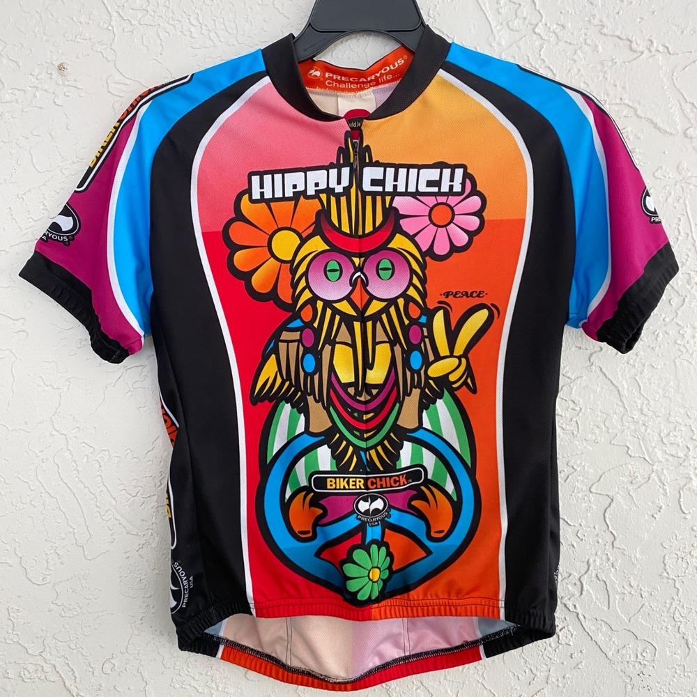 World Jerseys Hippy Chick‎ Biker Chick Cycling Jersey Women Small Multicolor